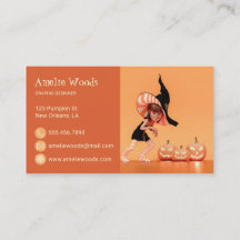Halloween Toon Girl mit Pumpkins Business Card