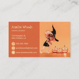 Halloween Toon Girl mit Pumpkins Business Card Visitenkarte