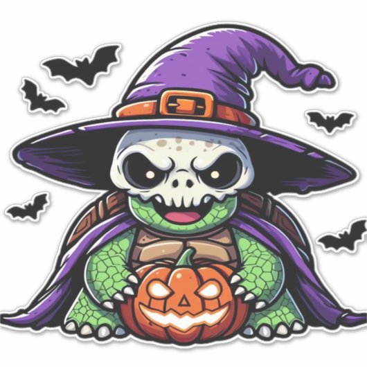 Halloween Tortoise Turtle Hexenhut Kostüm Spooky Aufkleber (Vorderseite)