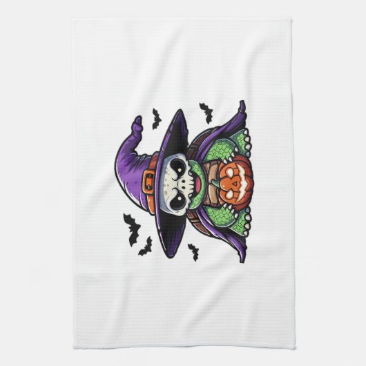 Halloween Tortoise Turtle Hexenhut Kostüm Spooky Geschirrtuch (Vertikal)