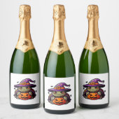 Halloween Tortoise Turtle Hexenhut Kostüm Spooky Schaumweinetikett (Flaschen)