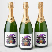 Halloween Tortoise Turtle Hexenhut Kostüm Spooky Schaumweinetikett (Flaschen)