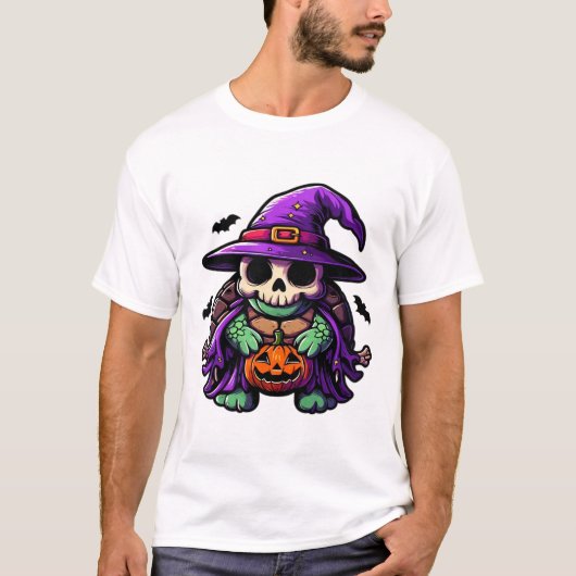 Halloween Tortoise Turtle Hexenhut Kostüm Spooky T-Shirt (Vorderseite)