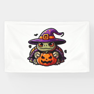 Halloween Tortoise Turtle Witch Hat Costume Spooky Banner