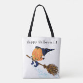 Halloween Tote Bag Hexenkürbis Flying Broom Tasche (Rückseite)
