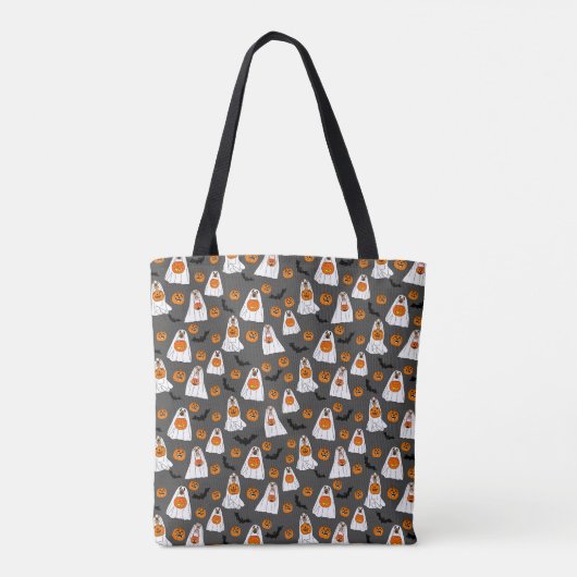 Halloween Tote-Tasche mit Hunde-Ghosts-Pumpkins Tasche (Rückseite)