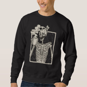 Halloween-Totenkopf-Grafikdruck Fleece Oversize Sweatshirt