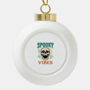 Halloween-Totenkopf Gruselige Vibes Vintage-Horror Keramik Kugel-Ornament