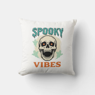Halloween-Totenkopf Gruselige Vibes Vintage-Horror Kissen