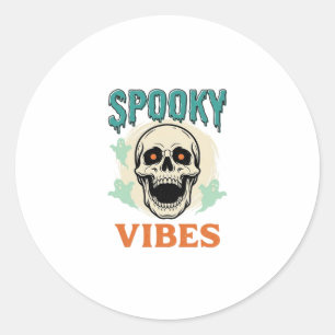 Halloween-Totenkopf Gruselige Vibes Vintage-Horror Runder Aufkleber