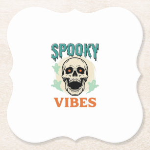 Halloween-Totenkopf Gruselige Vibes Vintage-Horror Untersetzer