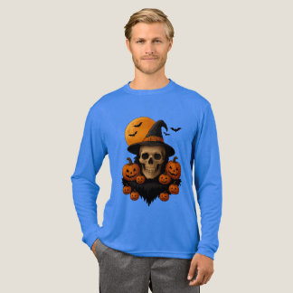 Halloween-Totenkopf mit Kürbissen und Hexenhut T-S Tri-Blend Shirt