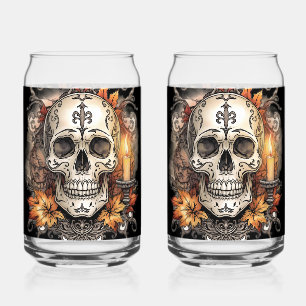 Halloween, Totenkopf-Muster, Kerzenlicht Calavera Dosenglas