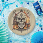 Halloween, Totenkopf-Muster, Kerzenlicht Calavera, Pappteller (Party)