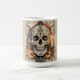 Halloween, Totenkopf-Muster, Kerzenlicht Calavera, Verwandlungstasse