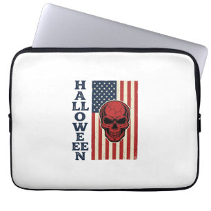 Halloween-Totenkopf-Patriotisches Vintage-Gruselfl Laptopschutzhülle