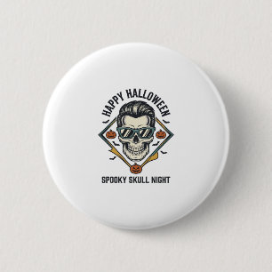 Halloween-Totenkopf-Shirt Vintage-Gravur Grafik_1 Button