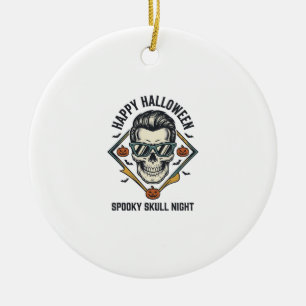 Halloween-Totenkopf-Shirt Vintage-Gravur Grafik_1 Keramik Ornament
