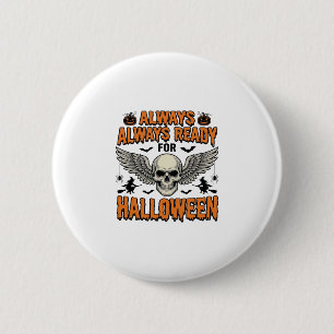 Halloween-Totenkopf-Shirt Vintage-Gravur Grusel-Sp Button