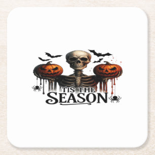 Halloween-Totenkopf-Skelett Rechteckiger Pappuntersetzer