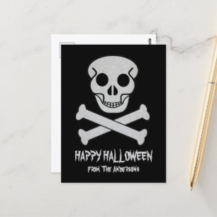 Halloween-Totenkopf-und-Knochen-Postkarte Postkarte