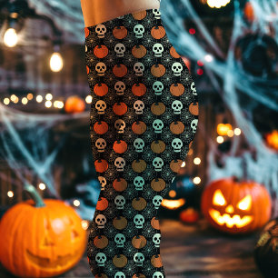 Halloween-Totenkopf- und Kürbismuster Leggings