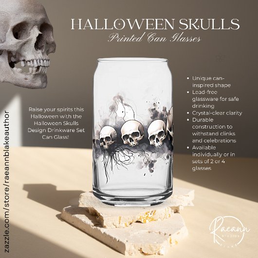 Halloween-Totenköpfe Design Trinkset Dosenglas