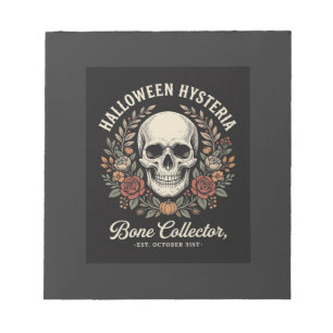 Halloween-Totenschädel-Blumenknochen-Sammler-Desig Notizblock