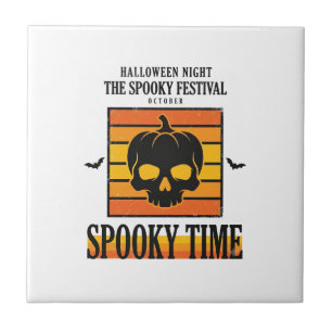 Halloween-Totenschädel Gruselig Lustig Vintage-Zit Fliese