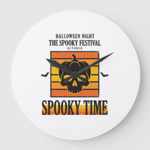 Halloween-Totenschädel Gruselig Lustig Vintage-Zit Große Wanduhr