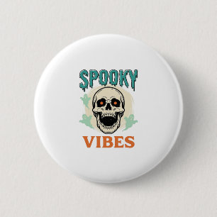 Halloween-Totenschädel Gruselige Vibes Vintage-Hor Button