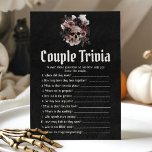 Halloween-Totenschädel-Paar-Trivia-Brautparty-Spie Einladung
