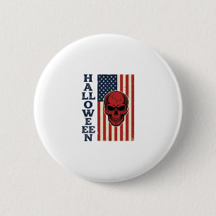 Halloween-Totenschädel-Patriotisch-Vintage-Gruseli Button