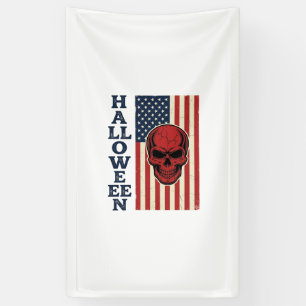 Halloween-Totenschädel-Patriotisches Vintage-Gruse Banner