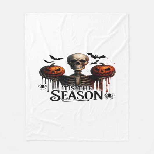 Halloween-Totenschädel-Skelett Fleecedecke (Vorderseite)