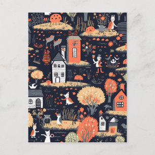 Halloween Tower Poster Postkarte