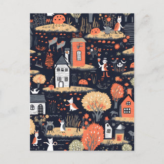 Halloween Tower Poster Postkarte
