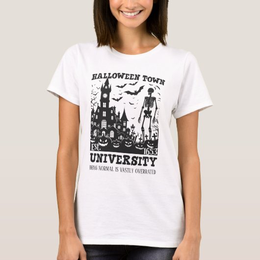 Halloween Tower University - Spooky Skeleton T-Shirt (Vorderseite)