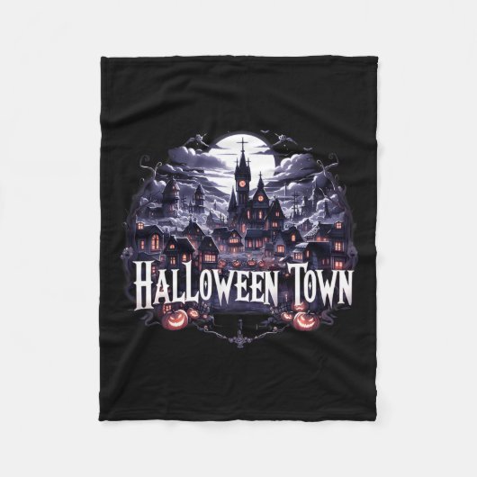 Halloween Town Skeleton Ghost Pumpkin Halloween Fleecedecke (Vorderseite)