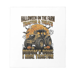 Halloween-Traktor-Shirt Lustiges Farm-Hexen-Fahren Notizblock