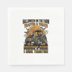 Halloween-Traktor-Shirt Lustiges Farm-Hexen-Fahren Serviette
