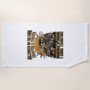Halloween-Traktor-Shirt Lustiges Farm-Hexen-Fahren Strandtuch