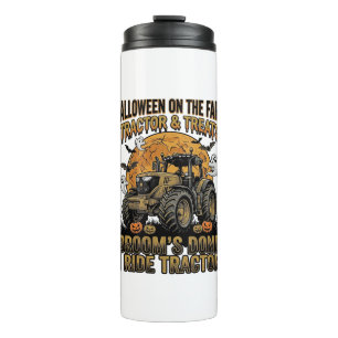 Halloween-Traktor-Shirt Lustiges Farm-Hexen-Fahren Thermosbecher