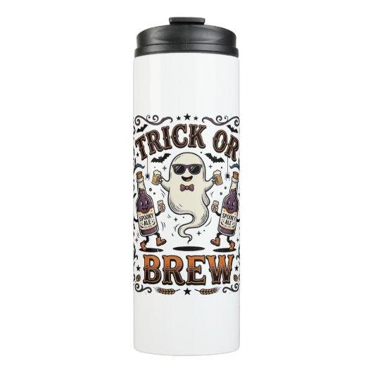 Halloween-Trank Trick oder Brauen Vintage Graviert Thermosbecher (Vorderseite)