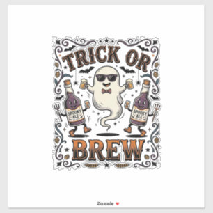 Halloween-Trank Trick oder Gebräu Vintage Gravur H Aufkleber