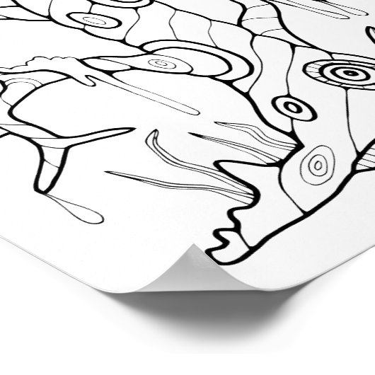 Halloween Tree Coloring Page Art Poster (Ecke)