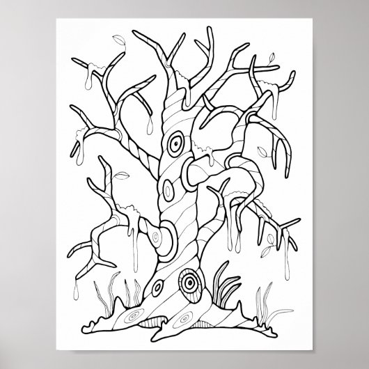 Halloween Tree Coloring Page Art Poster (Vorne)