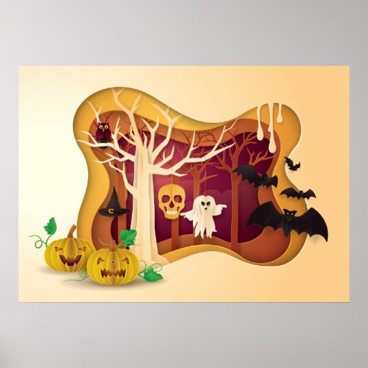 Halloween Tree Papercut Ghost & Skull Poster (Vorne)