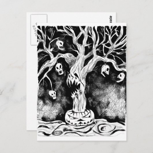 Halloween-Tree Postkarte (Vorne/Hinten)