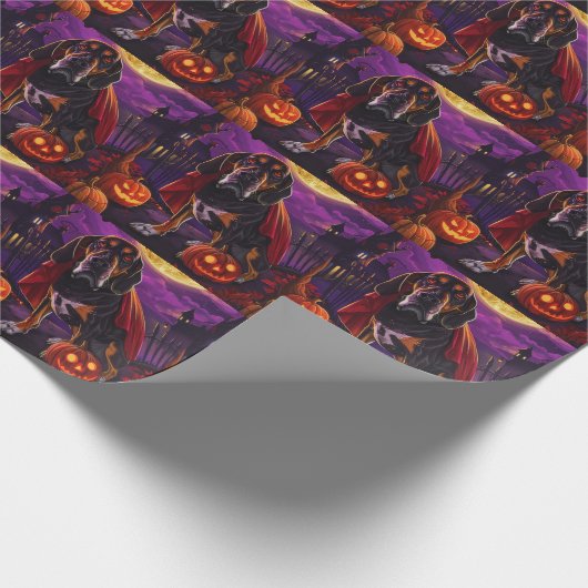 Halloween Treeing Walker Vampire Pumpkins Beängsti Geschenkpapier (Ecke)